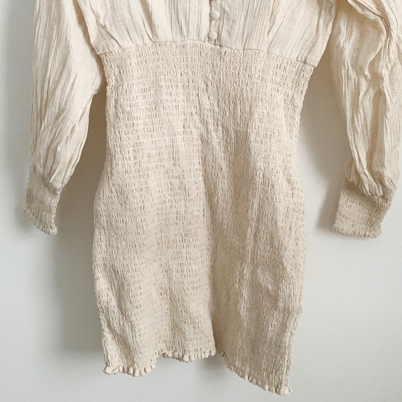 NWT ASOS Stone Smocked Puff Sleeve Peasant Mini Dress 2 - Picture 8 of 12